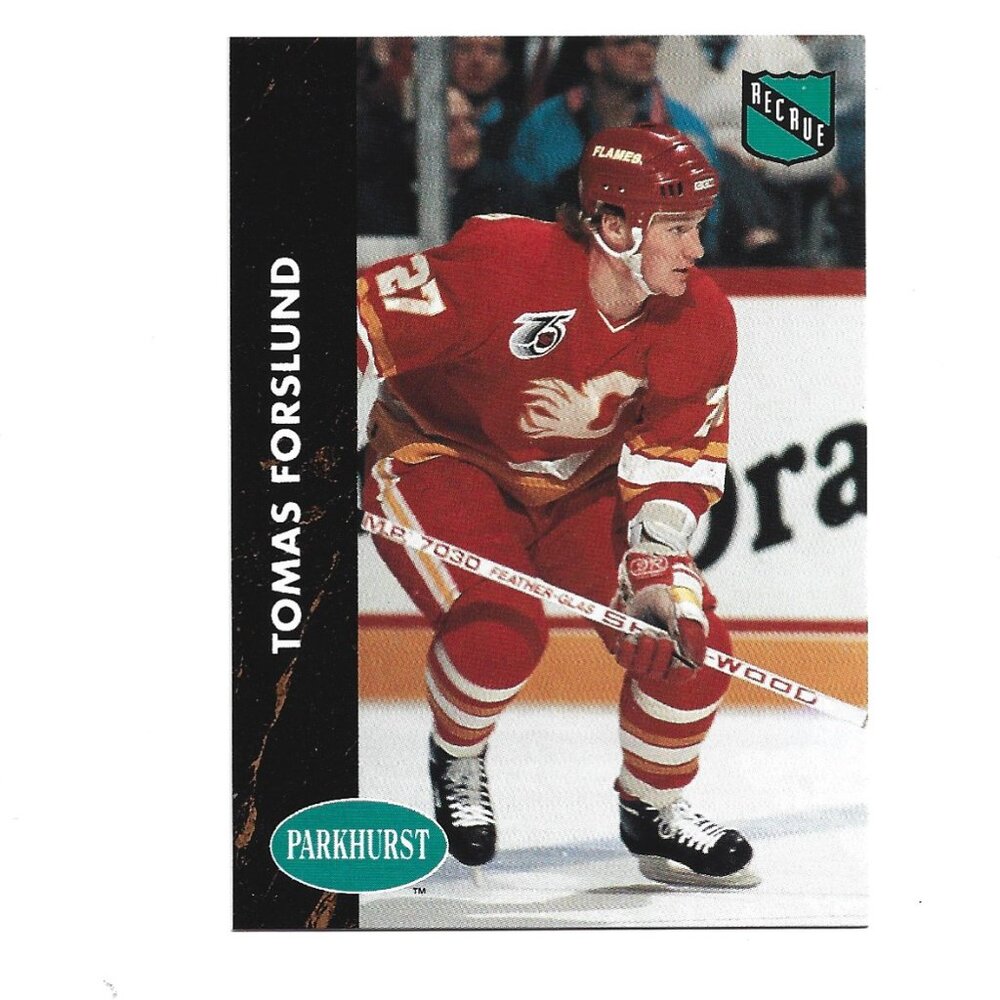 1992 French Parkhurst Tomas Forslund Calgary Flames Rookie Hockey Card [h54]